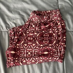 Onzie Tapestry Print Joggers Burgundy/Tan Size S/M